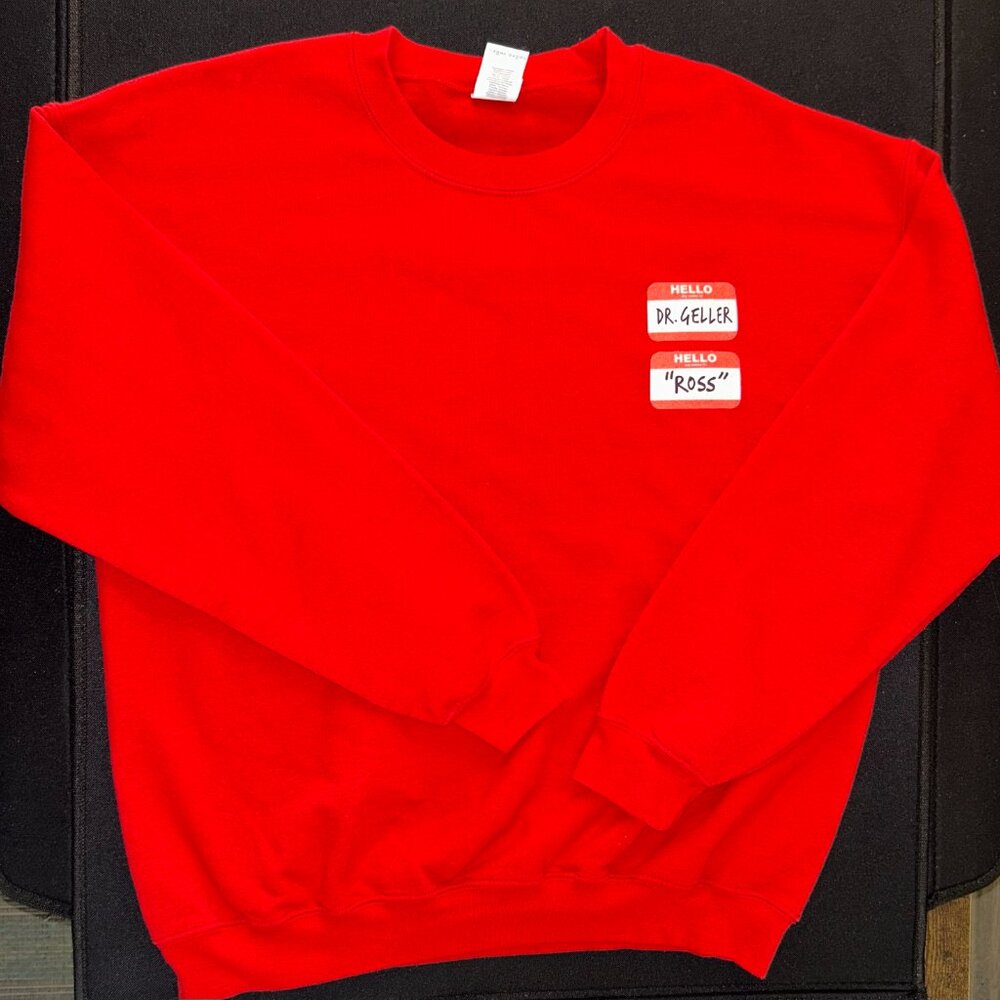 Friends Ross Geller Long Sleeve Red Pullover Sweatshirt Size Large